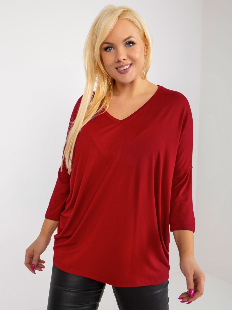 Dámská halenka plus size z viskózy CECILIA bordó 