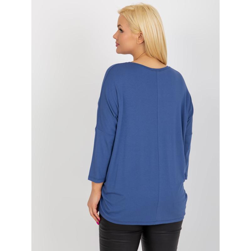 Dámská halenka s výstřihem do V plus size RAUKA modrá 