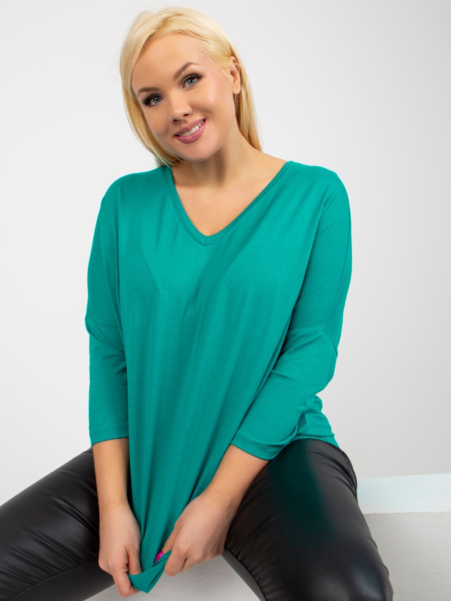 Dámska blúzka z viskózy voľná plus size KATA tyrkysová