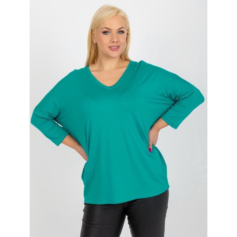 Dámská halenka z viskózy volná plus size KATA tyrkysová 