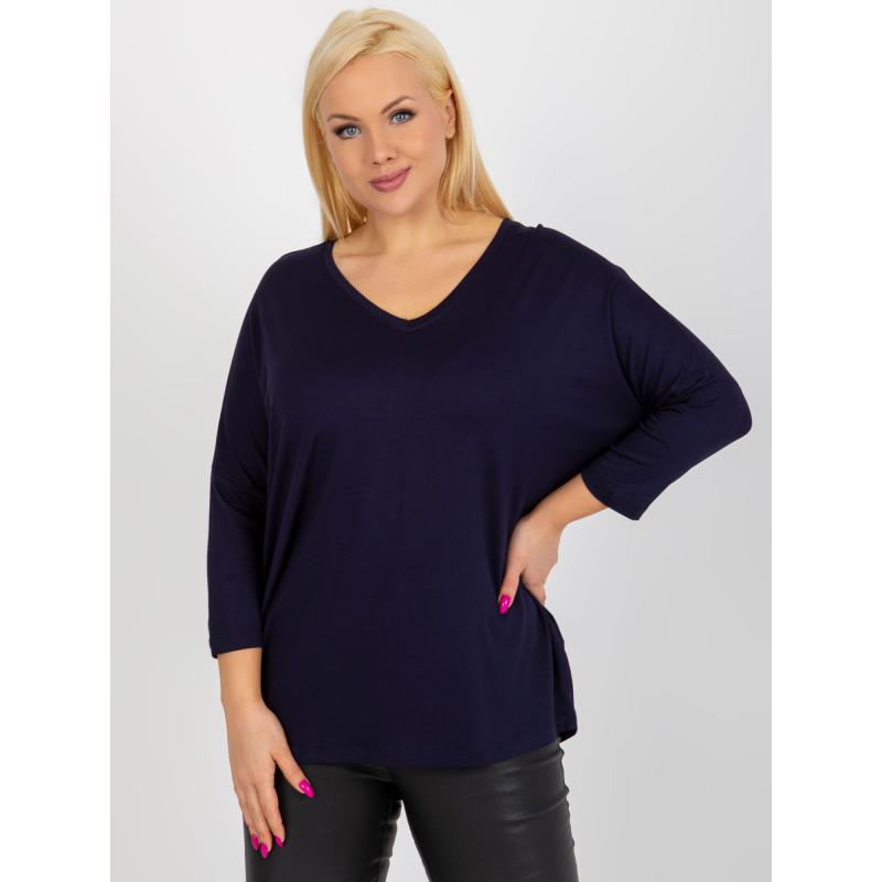 Dámská halenka z viskózy plus size ADA námořnicky modrá  