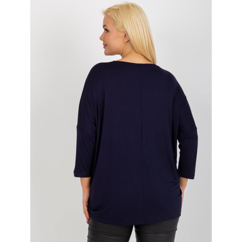 Dámská halenka z viskózy plus size ADA námořnicky modrá  