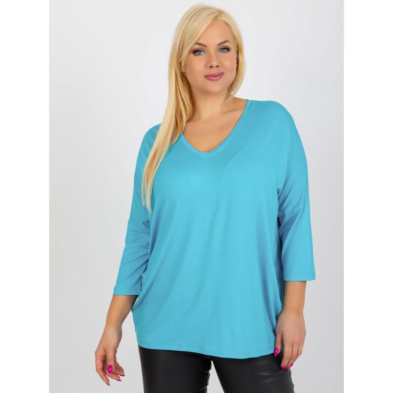 Dámská halenka s výstřihem do V plus size ACA modrá 