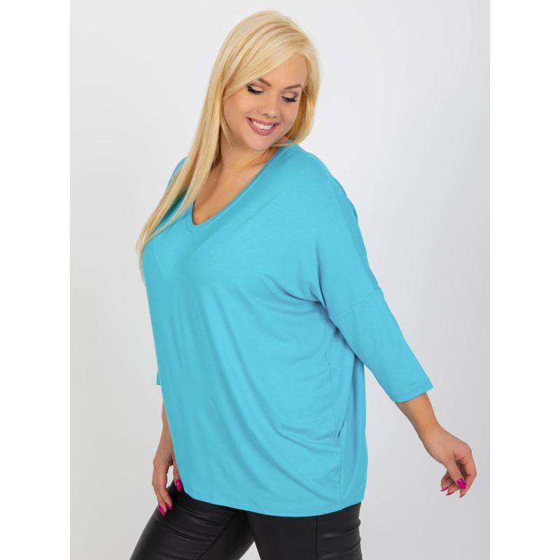 Dámská halenka s výstřihem do V plus size ACA modrá 