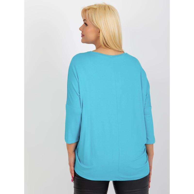 Dámská halenka s výstřihem do V plus size ACA modrá 