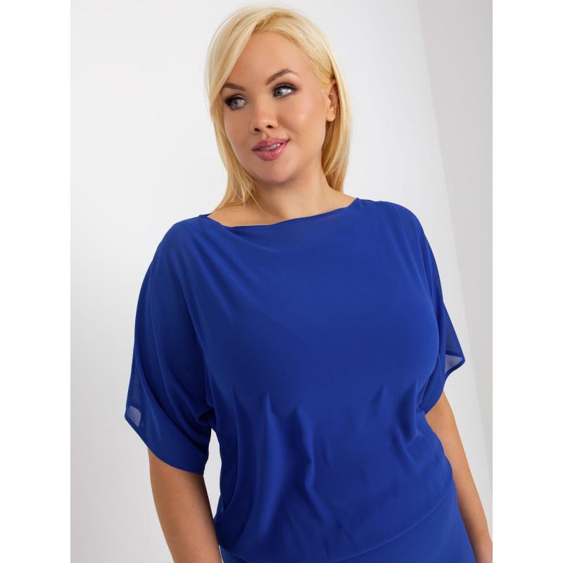 Dámské šaty plus size s elastickým pasem mini DINA kobaltové