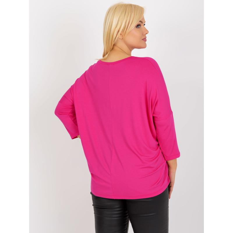 Dámská halenka plus size basic s výstřihem do V KIKITA tmavě růžová 