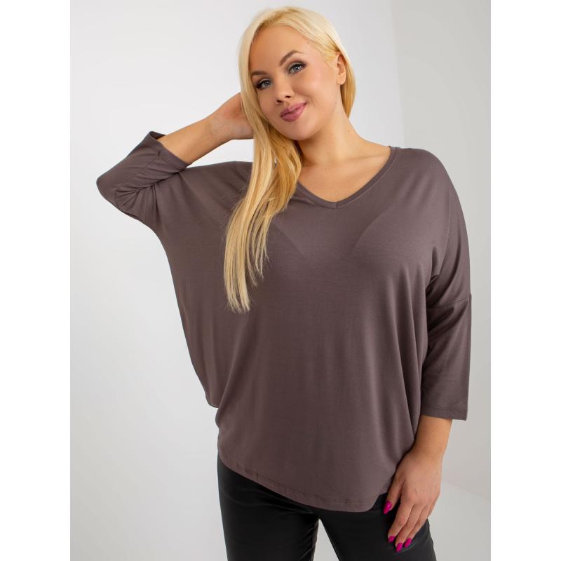 Dámska blúzka plus size s 3/4 rukávmi JOLA hnedá