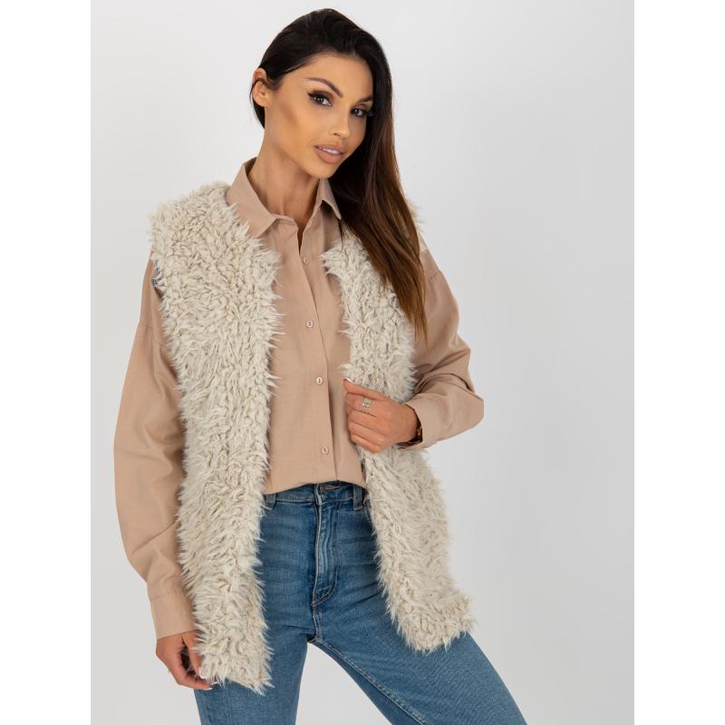 Dámská vesta s kožešinovou podšívkou SYBILLE béžová