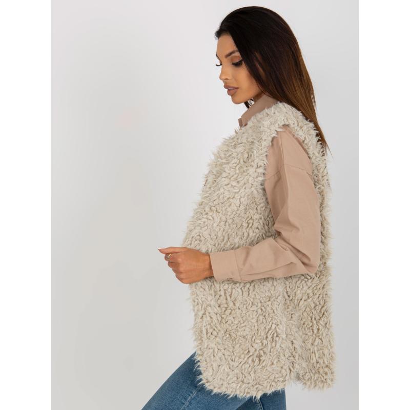 Dámská vesta s kožešinovou podšívkou SYBILLE béžová