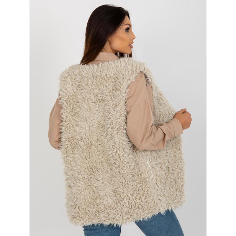 Dámská vesta s kožešinovou podšívkou SYBILLE béžová