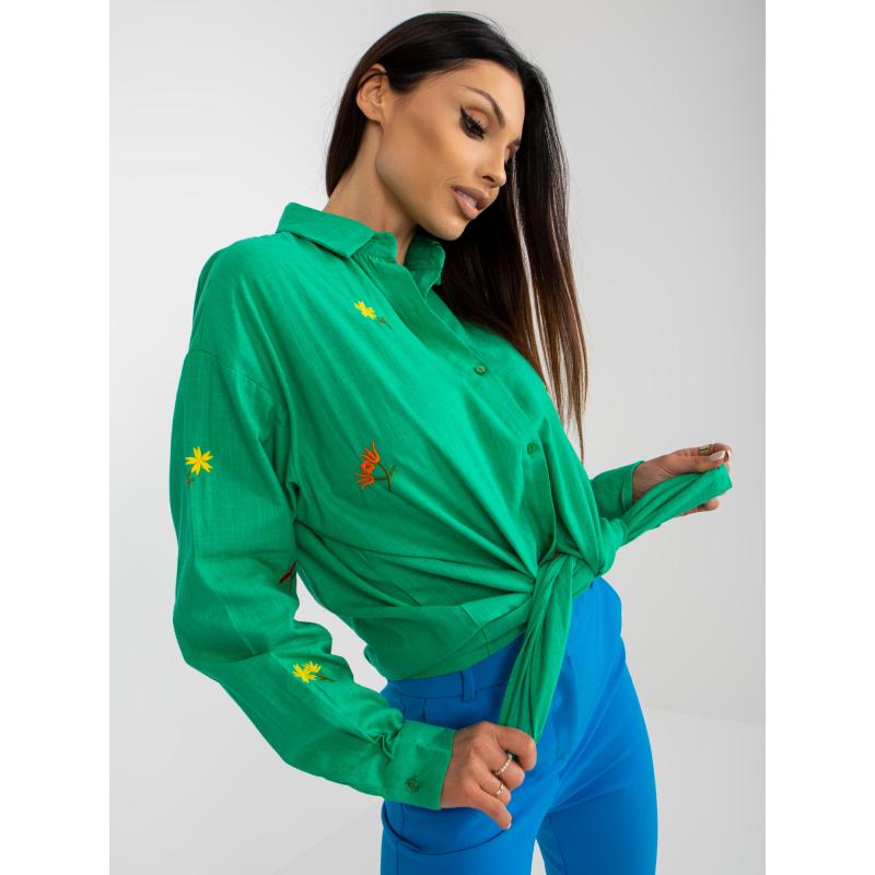 Női túlméretezett hímzett ing BAYLEY zöld