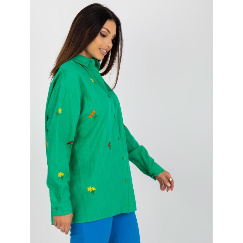 Női túlméretezett hímzett ing BAYLEY zöld