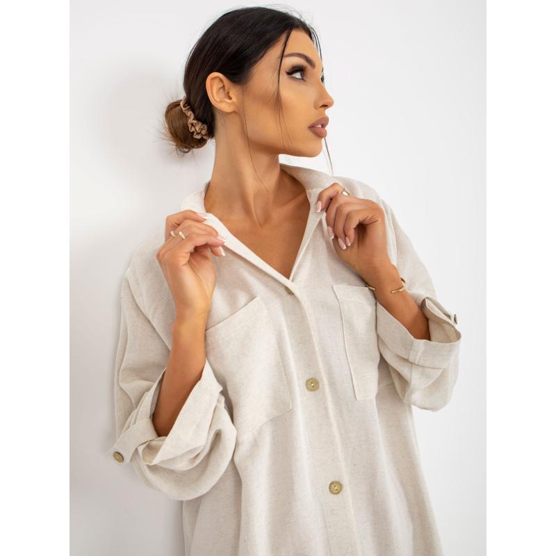 Női túlméretezett ing ruha OCH BELLA világos bézs