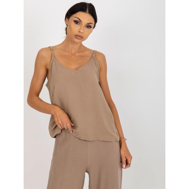 Női pántos felső OCH BELLA sötét bézs