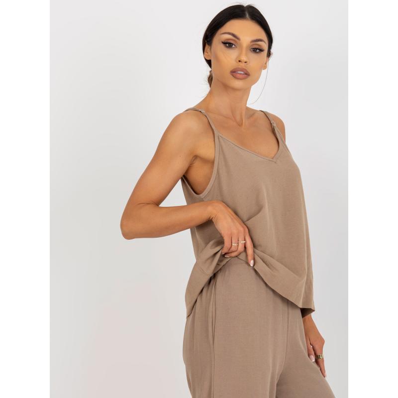 Női pántos felső OCH BELLA sötét bézs