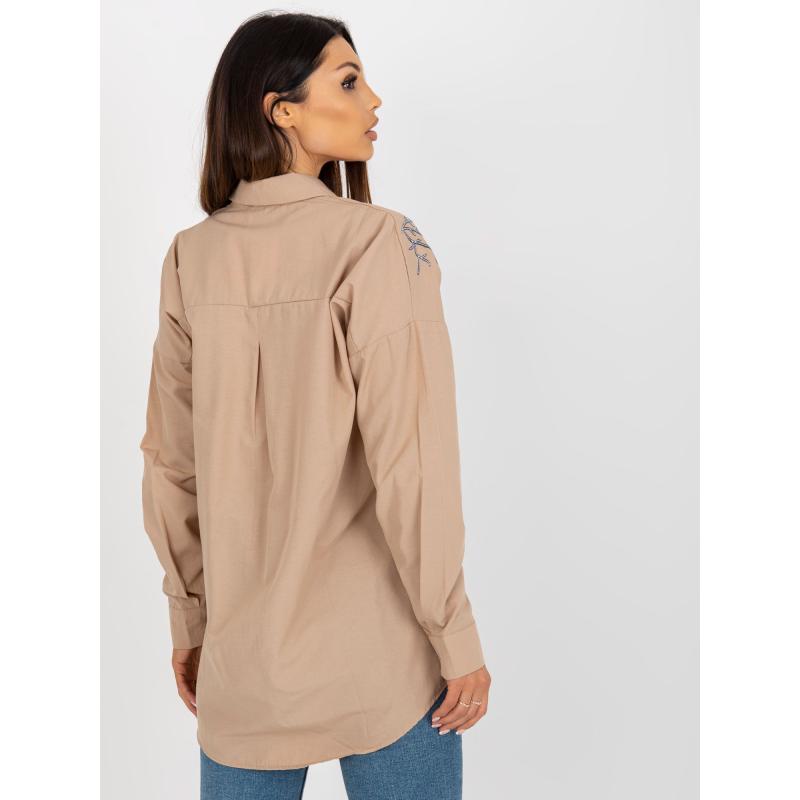 Női túlméretezett póló hímzéssel BYCOLE bézs színű