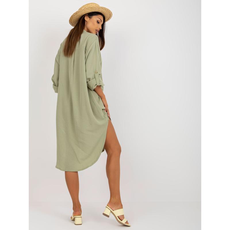 Női ruha állógallérral OCH BELLA világoszöld