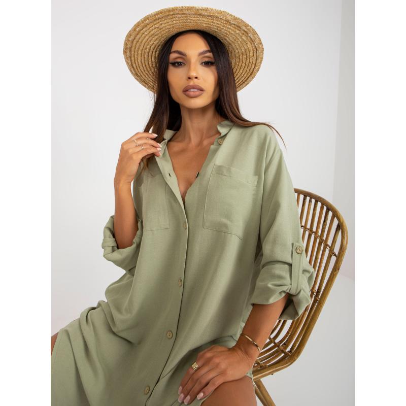 Női ruha állógallérral OCH BELLA világoszöld
