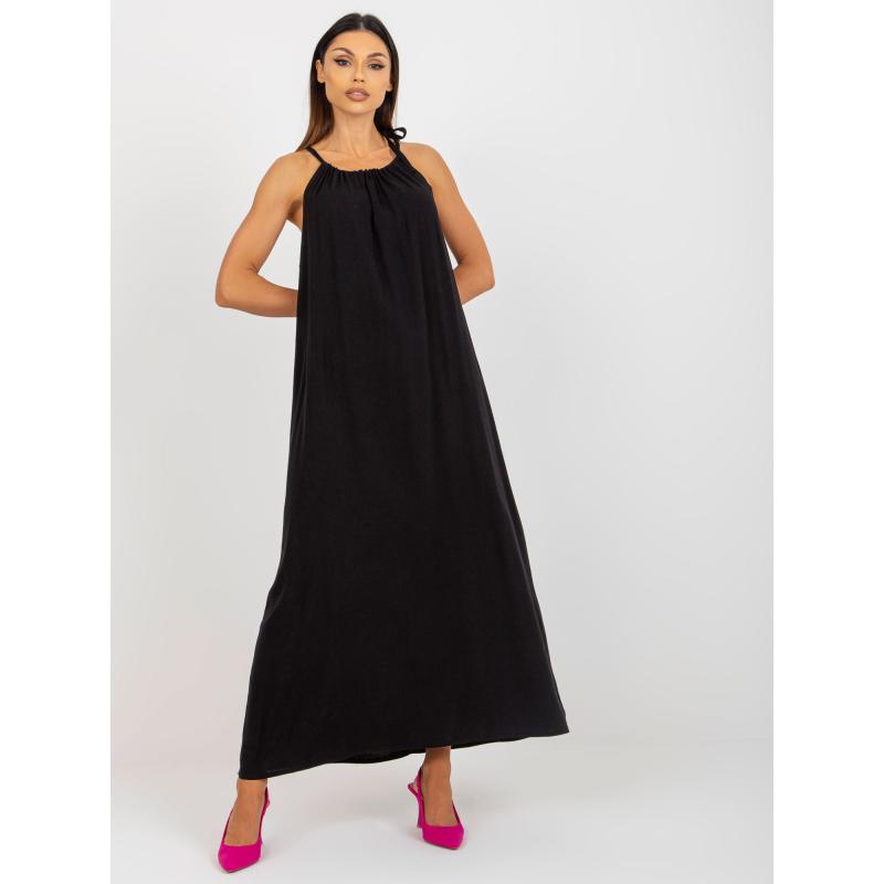 Dámské šaty na ramínka maxi OCH BELLA černé  