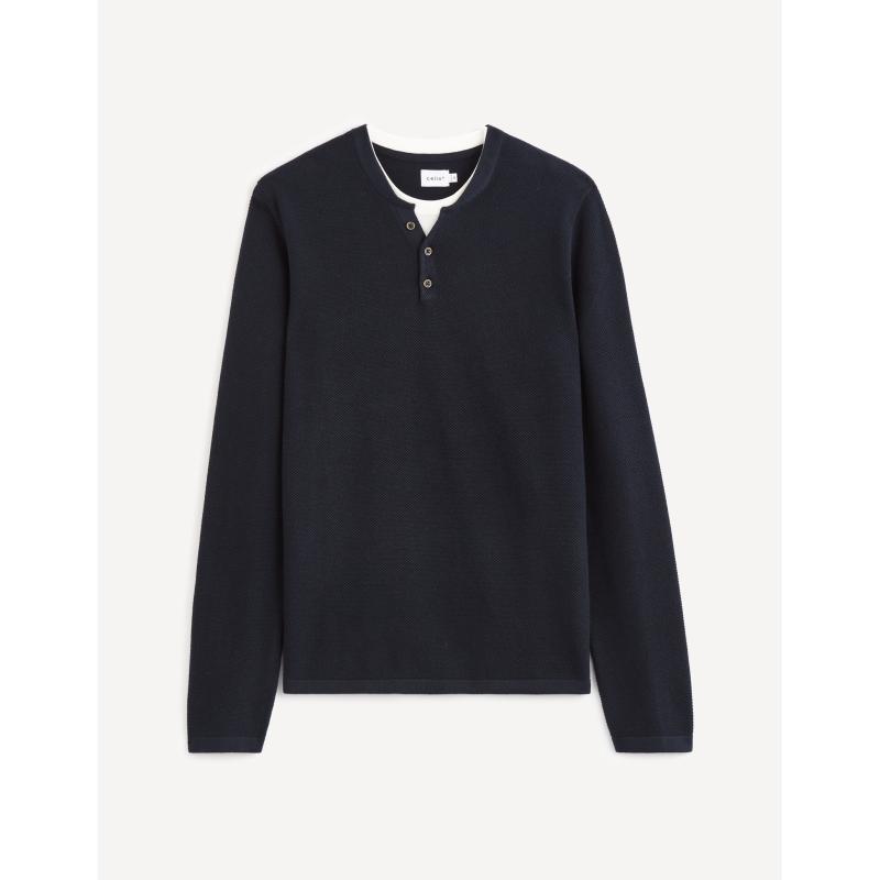 Bavlnený sveter Techillpic s gombíkmi pri krku