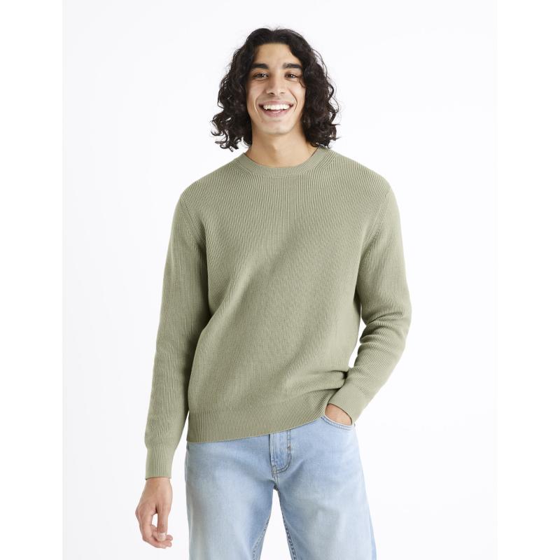 Celio bordázott pulóver Dexter zöld
