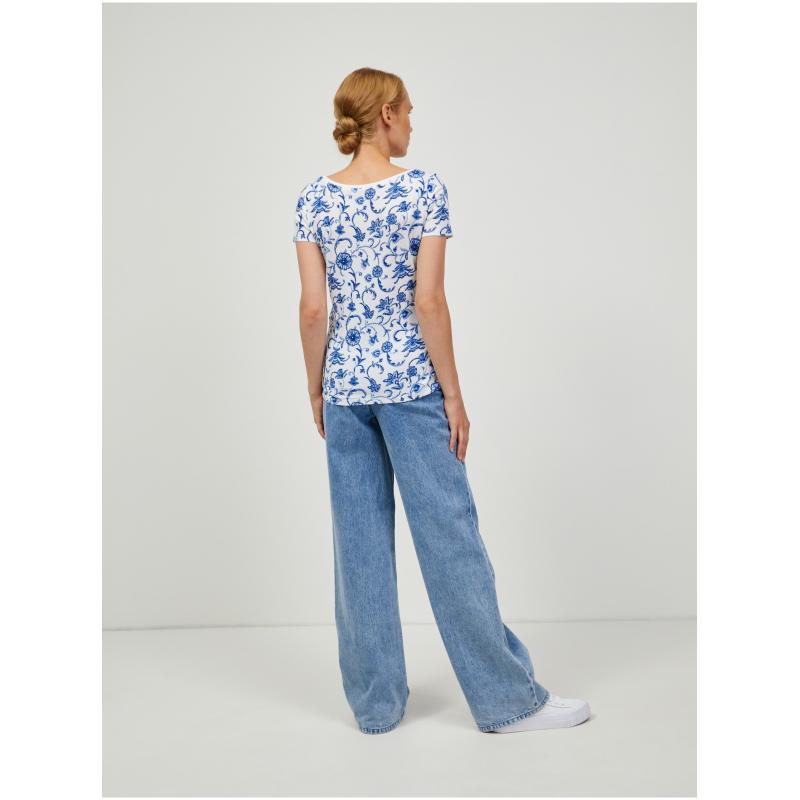 Modro-bílé vzorované tričko