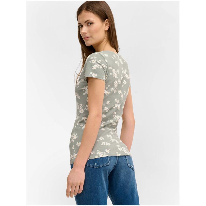 Světle zelené květované tričko