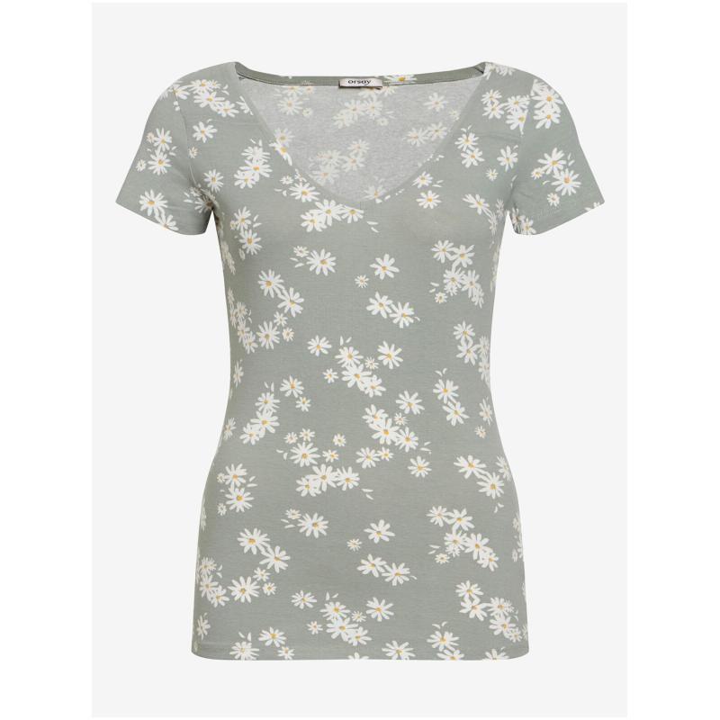 Světle zelené květované tričko