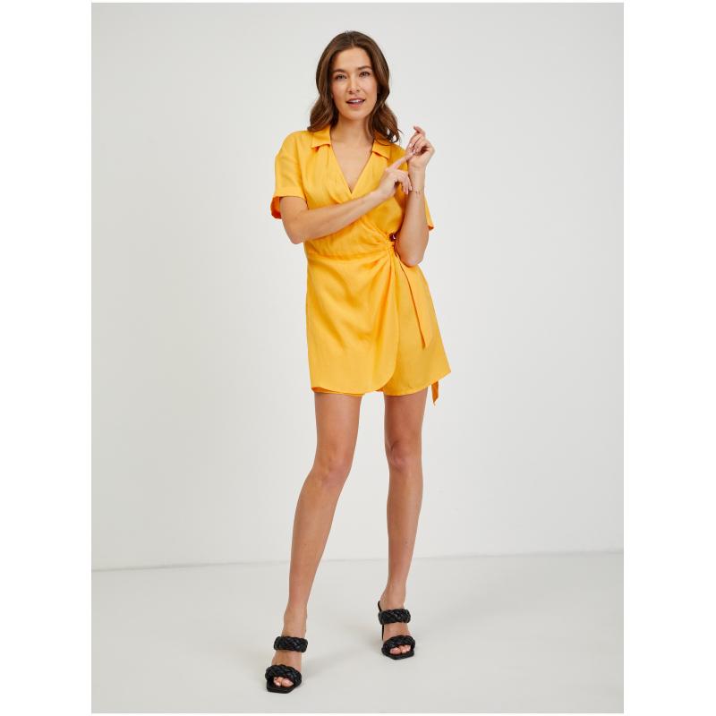 Sárga női lenvászon tekercsruha