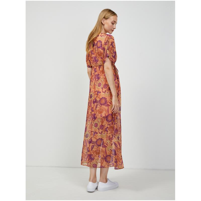 Oranžové květované maxišaty