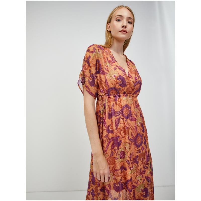 Oranžové květované maxišaty