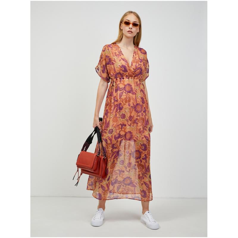 Oranžové květované maxišaty