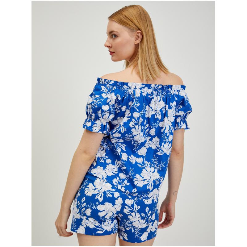Modrá dámská květovaná halenka