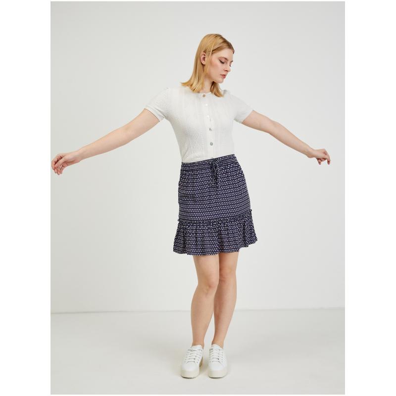 Tmavě modrá dámská vzorovaná sukně