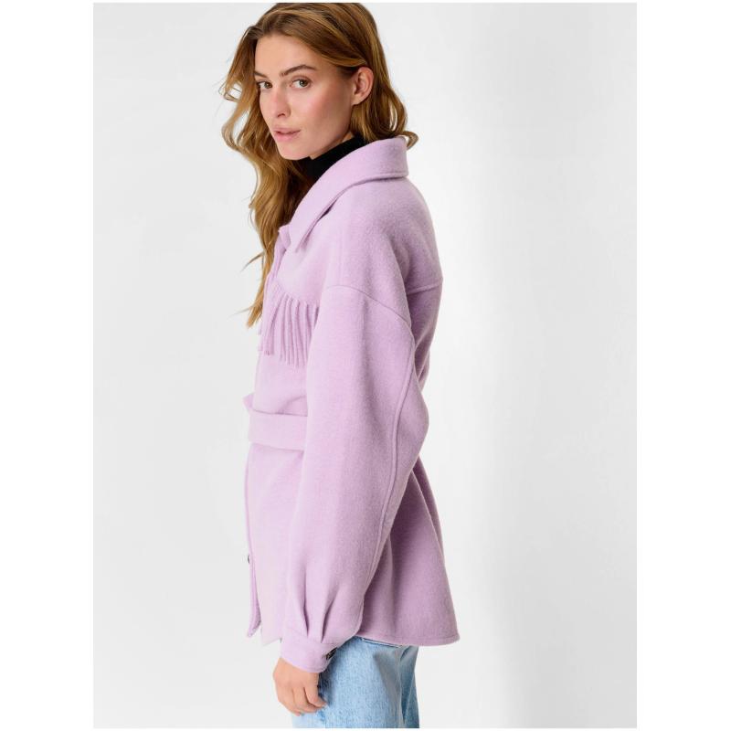 Světle fialová košilová bunda s třásněmi