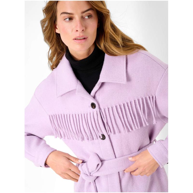 Světle fialová košilová bunda s třásněmi