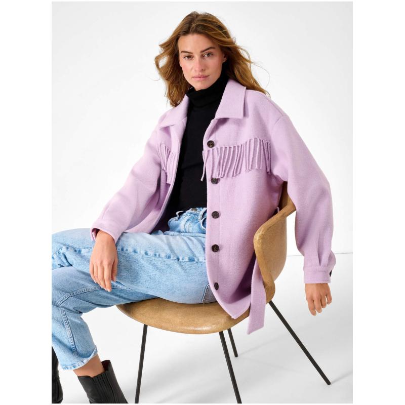 Světle fialová košilová bunda s třásněmi