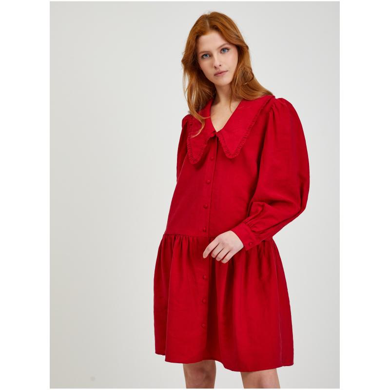 Červené dámske košeľové šaty
