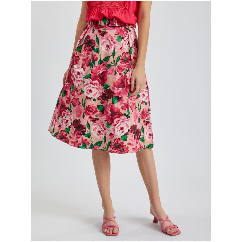 Ružová dámska kvetinová sukňa