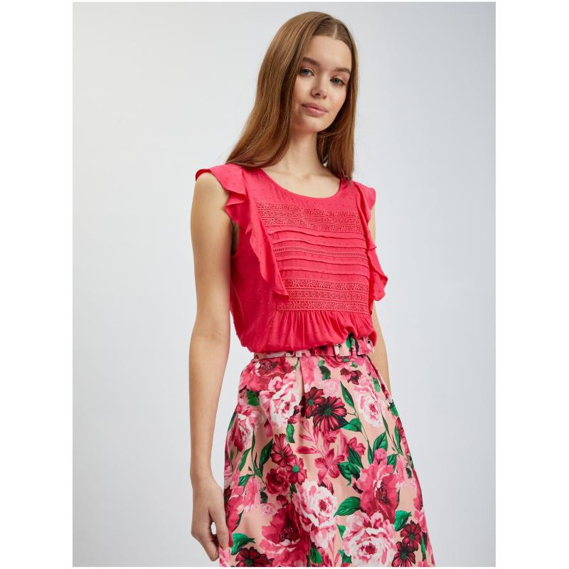 Růžová dámská květovaná sukně