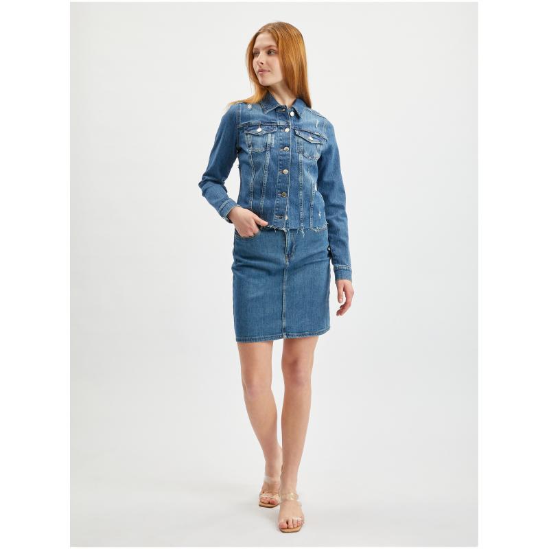 Modrá dámská džínová bunda