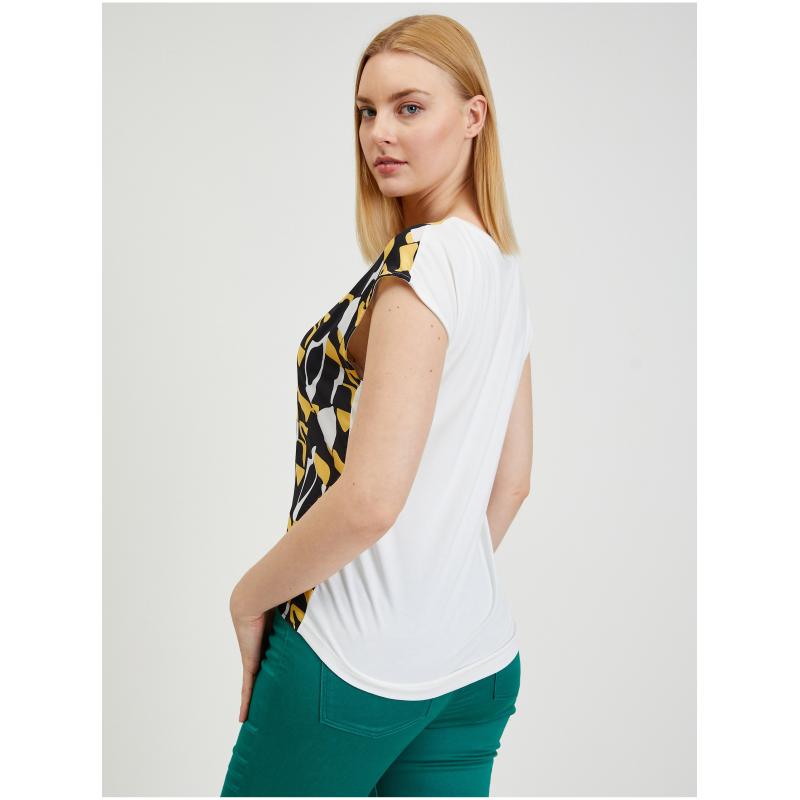 Žluto-modré dámské vzorované tričko