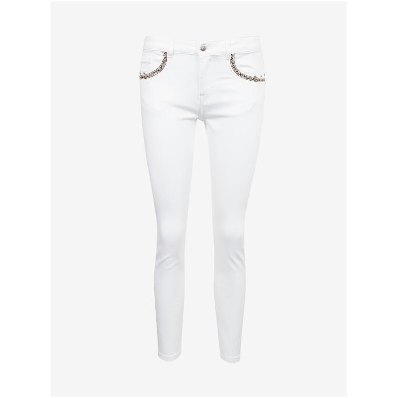 Fehér, rövidre szabott skinny fit farmer