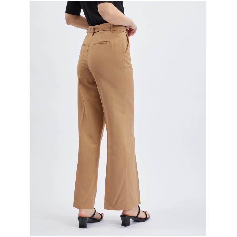 Svetlohnedé dámske nohavice s opaskom