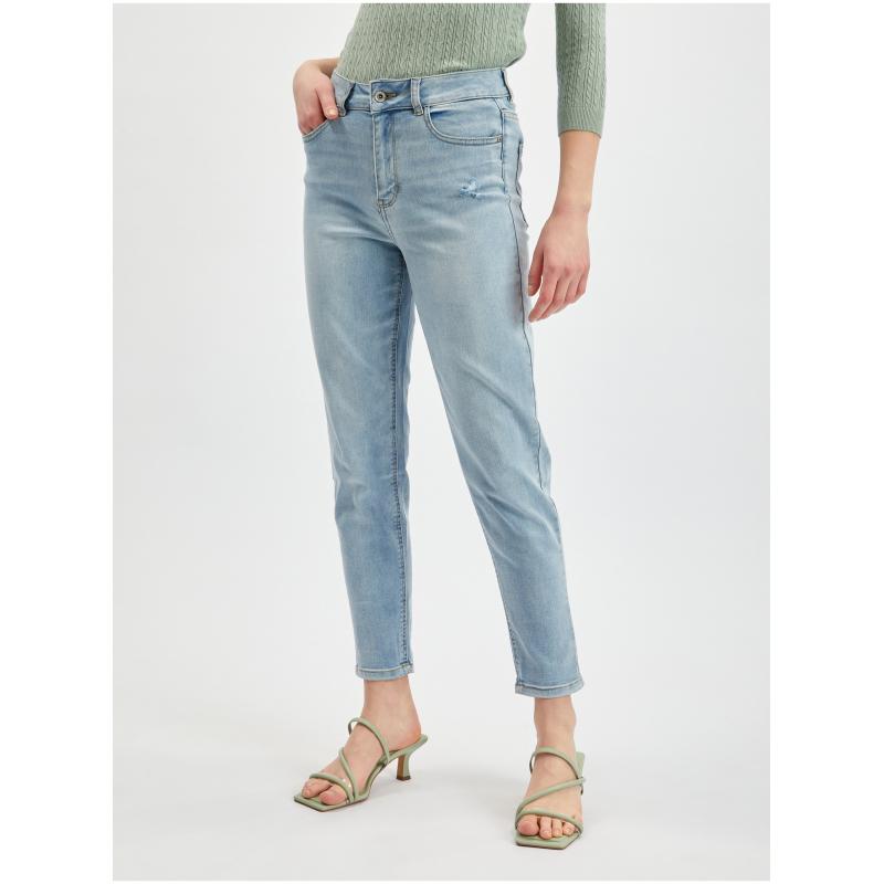 Világoskék női mom farmer