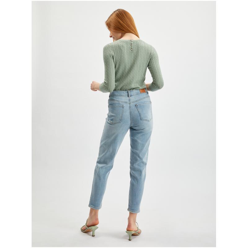 Világoskék női mom farmer