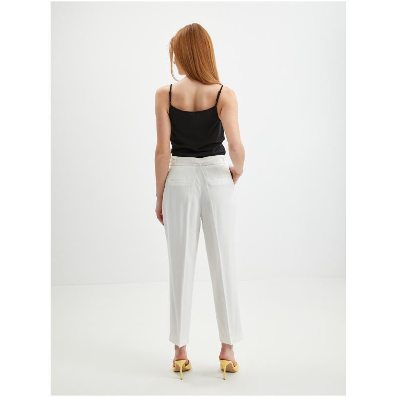 Krémové dámské kalhoty