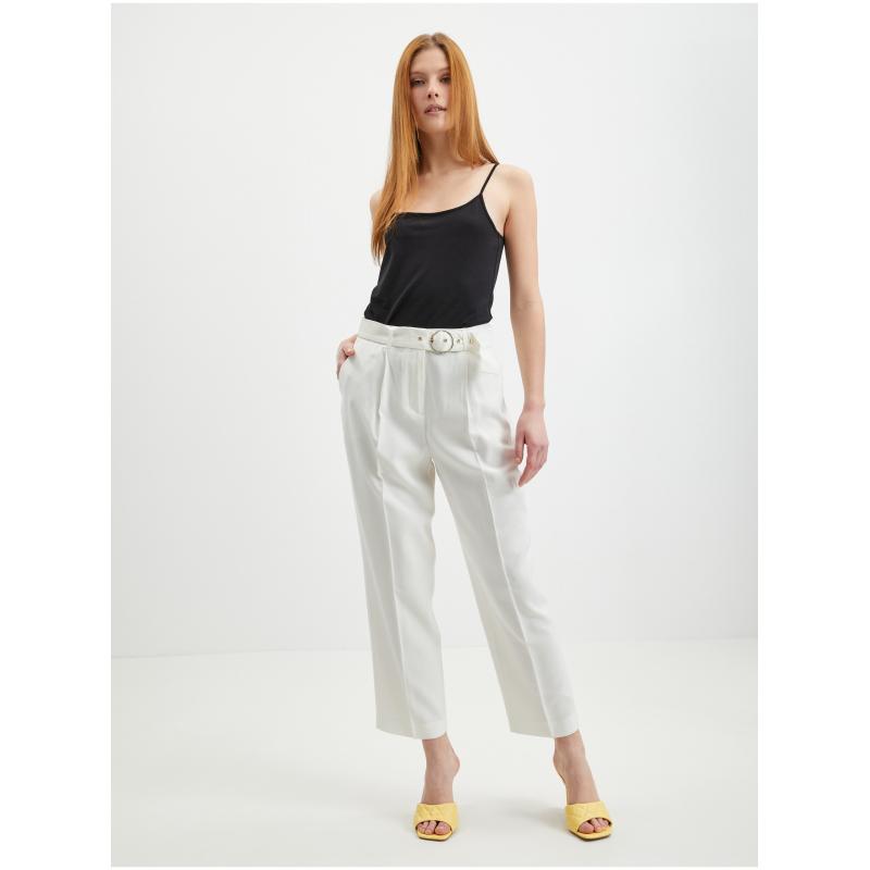 Krémové dámské kalhoty