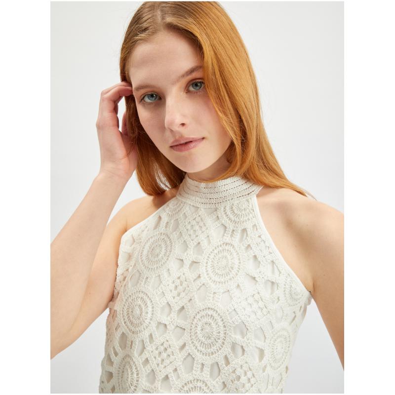 Krémszínű női csipke felső